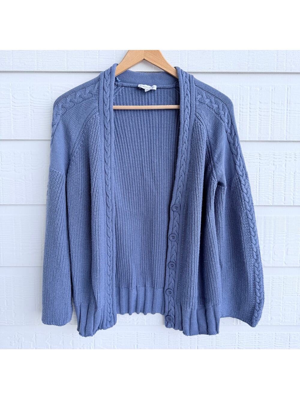 Gianni Bini Blue Cardigan Sweater Sz S Cornflower Blue Wool Blend Boho Knit